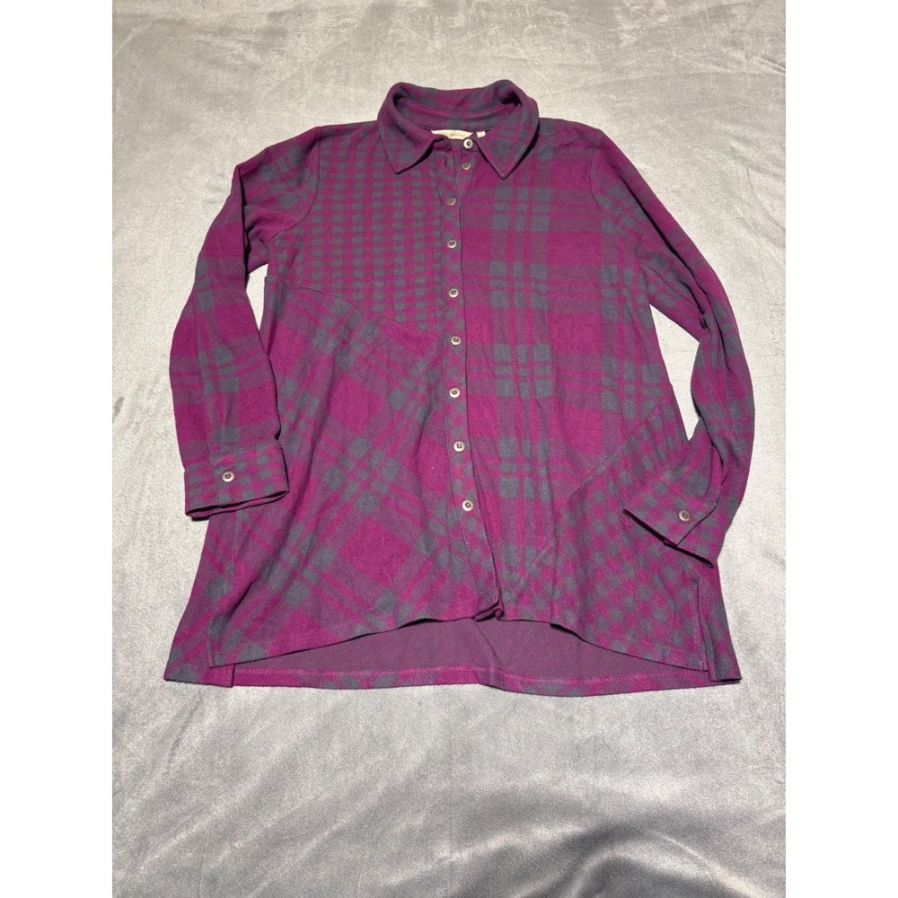 Soft Surroundings Women Size S Purple Paramour Plaid Tunic Top 2DT30